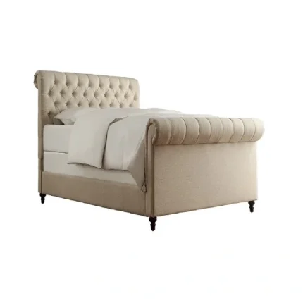 Rolled Tufted Headboard Bed